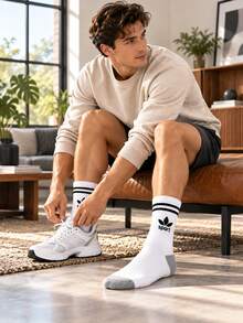 5 Pairs Random Men Stripe Crew Socks Sports Socks Outdoor Socks Cycling Socks Elastic Cuff Non Slip For School Running Daily Wear All Seasons - Multicolor - View 3