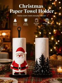 Tempat Tisu Dapur Bergaya Santa Claus, Tempat Gulungan Vertikal Meja, Tempat Gulungan Meja, Pajangan dan Penyimpanan, Desain Santa Claus yang Menarik, Pohon Natal, Selamat Natal, Cocok untuk Dapur, Kamar Mandi, Ruang Tamu dan Ruang Makan, Barang Dekoratif untuk Menciptakan Suasana Natal yang Hangat - MultiWarna - View 4