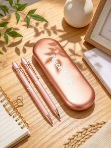 Personalized Customizable Portable Pen Case Set (Custom Pen + Pen Case), Customizable Name, Christmas Gift, Gift For Teacher, Multi-Function Touch Stylus Pen, Suitable For Colleagues, Couples, Family, Applicable To Stationery, Souvenirs, Handicrafts, Home, Office Commercial Office Supplies - Sets - View 2