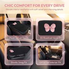 1pc 3D Bow Fashionable Personalized Thick Armrest Box Pad, All-Season Universal Center Console Armrest Cover, Women's Car Interior Accessory - A - View 4