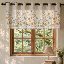 1pc Lemon Floral Plant Print White Window Curtain, Country Farmhouse Style 100% Polyester Rectangular Scalloped Edge Semi-Sheer Filter Light Curtain, Suitable For Kitchen, Bathroom, Living Room All Season Home Decor - Multicolor - View 5