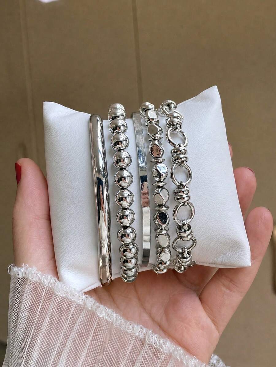 5pcs Fashion Exaggerated Minimalist Old Money Style Layered Vintage ...