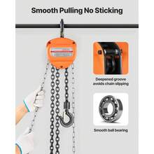 Hand Chain Hoist, 1/2 Ton Capacity, Manual Chain Block With Upgrade G80 Galvanized Chain, 3 M Lifting Height, Heavy Duty Pulley Hoist For Garage Warehouse Automotive Machinery, Orange - 1,100 Lbs - View 4