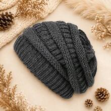 1pc New Autumn/Winter Solid Color Knitted Hat, Unisex Fashionable Versatile Warm Woolen Beanie, Suitable For Daily Outdoor Cold Weather Travel Wear - Multicolor - View 13