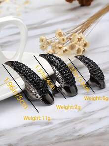 5pcs Halloween Demon Rings, Vintage Eagle Claw Rings, Rhinestone Nail Art Decoration Rings, Sexy Rings - A - View 11