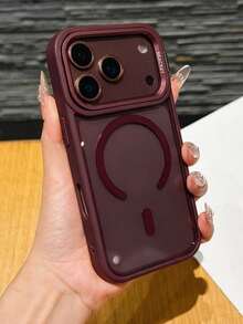 豪華磁吸防震重型高品質保護殼，附支架與鋼化玻璃鏡頭保護蓋，防水防塵防刮，適用於 iPhone 18/17/16/15/14/13/12/11 Pro Max Plus，春季生日週年禮物 - 櫻桃紅 - 查看 4