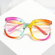 1pc Women's Colorful Personalized Round Oversized Frame Non-Prescription Glasses, Suitable For Parties, Gatherings, Outfits And More - Multi-color - View 7