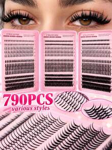 CMAYOME 790PC High-Capacity, Tri-Fold Portable Eyelash Kit, C-Curl, Spiked False Eyelashes, Available In Lengths From 6–18 Mm. The Set Includes Glue, Tweezers And An Eyelash Brush. Soft And Voluminous, Reusable And Beginner-Friendly.Cat Eye Lashes - Pink - View 16