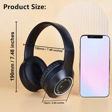 Tai nghe không dây chụp tai mới, có thể thu gọn và gấp lại, âm bass sâu Hi-Fi, thời lượng pin siêu dài, quà tặng giá rẻ, tương thích với điện thoại chơi game phổ biến, chống mồ hôi, tích hợp mic, độ trễ thấp - Xem 7