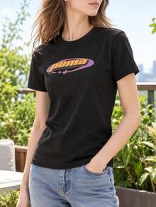 Puma 女款 SWxP 印花短袖 T 恤，適合日常、戶外、運動、休閒、通勤穿著 630565-01 - 630565-01 - 查看 6