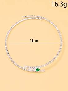 outingfit 1 dây chuyền choker xương quai xanh thiết kế ngách hình rắn đính kim cương xanh sang trọng, phụ kiện thời trang đa năng - Bạc - Xem 5