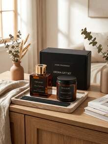 Luxury Aromatherapy Diffuser And Scented Candle Gift Set, Natural Plant Essential Oil And Soy Wax Aromatherapy Set, Smokeless Long-Lasting Fragrance Suitable For Home, Bedroom, Living Room And Office, Premium Gift For Birthday, Holiday, Housewarming And Wedding Occasions - Gift Box - View 2