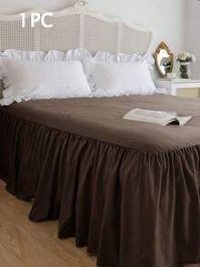 1pc Bed Skirt, Bedding, Soft & Breathable Bed Sheet, Ruffled Hem With Elastic Band, Comfortable Sleep, Lightweight & Elegant, Cloud-Like Soft Texture, Suitable For Twin, Full, Queen, King Size Beds, Machine Washable, Princess Style Room Decor - Brown - View 2