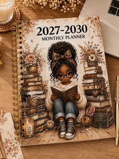 1pc 2027–2030 Monthly Planner, 4-Year Monthly Calendar Planner Notebook Journal With Reading Design, 8.5"*5.3" Academic Calendar Book For School, Work, Home & Christmas Gifts For Women School Supplies Office Supplies And Accessories