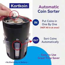 1pc Coin Sorting Piggy Bank With Automatic Coin Sorting And Storage Function, Manual Coin Counter, Suitable For Home Office, Home Decor, Room Decor, Christmas Gift - Black - View 10