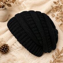 1pc New Autumn/Winter Solid Color Knitted Hat, Unisex Fashionable Versatile Warm Woolen Beanie, Suitable For Daily Outdoor Cold Weather Travel Wear - Multicolor - View 11