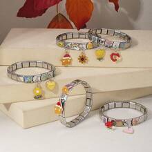 1pc Personalized Multi-Element Stainless Steel Detachable Bracelet, Letter/Heart/Planet/Bow Decor, Multi-Color Fashionable Versatile Bracelet - Multicolor - View 10