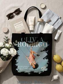Hasbro OLivia Tote Bag, OR BAG, You Seem Pretty Sad For A Girl So In Love, Large Black Canvas Shoulder Bag For Livies Fans, SOUR Album Merchandise Drop Dead - Multicolor - View 8