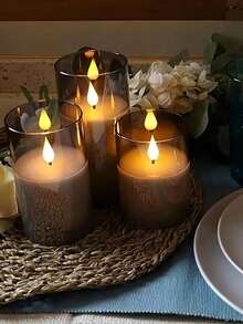 3Pcs LED Flameless Flickering Candle Lights, Warm Light Portable Romantic Flameless Candle Night Lamp, Battery Not Included, For Wedding Party Home Table Decor - Multicolor - View 8