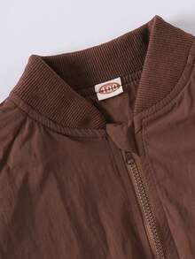 Girls Cute Jacket, Spring/Autumn Long Sleeve Fashion Retro Hoodie, Children's Lightweight Windbreaker With Mesh Patchwork - Brown - View 4