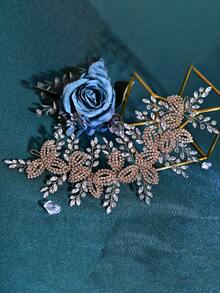 1PC Sparkling Rhinestone Bridal Hairband Fashion Leaf Shaped Women's Wedding Headband Suitable For Festive Party Hair Accessories - Multicolor - View 5