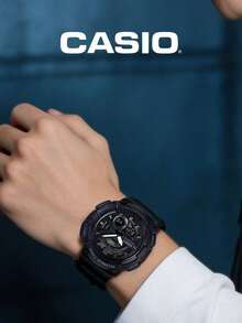 Casio Đồng hồ đeo tay nam AEQ-110W-1B Quartz kim-số, đồng hồ thể thao nhựa resin đen toàn bộ, giờ thế giới, báo thức, bấm giờ - màu đen - Xem 4