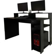 **Escritorio Gamer, Mesa para Computadora, Mueble Minimalista, Color Negro Mate, con Espacio para Monitor, Teclado y Torre de PC, para Trabajo, Estudio y Gaming, Fácil Ensamblaje, Incluye Kit de Instalación y Garantía** - Negro - Ver 7