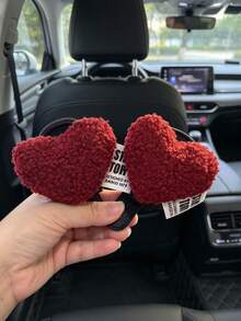 1pc Universal Car Glasses Clip, Fashion Glasses Clip With Cute Heart Pattern, Plush Material, Car Glasses Holder, Interior Decor, Glasses Storage Rack, Car Accessories - Heart Pattern - View 12