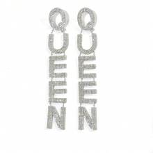 1對銀時尚女士誇張長款字母女王懸垂耳環適用於晚餐聚會 - 銀色 - 查看 12