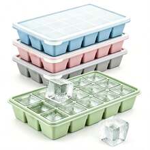 15-Cavity Square Silicone Ice Cube Tray Mold With Dust Cover And Ice Storage Box - Multicolor - View 4