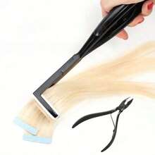 Professional Flat Stainless Steel Tape Hair Extension Tool Set, Suitable For Tape Hair Extensions, Includes Hair Clips And Styling Tools - Black - View 2