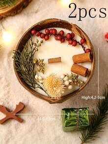 Christmas Coconut Shell Scented Candle, Soy Wax Wood Wick Aromatherapy Candle, Decorative Fragrance Home Candle, Holiday Table Decor, Perfect Christmas Gift, Create Warm And Cozy Atmosphere For Bedroom And Living Room - Multicolor - View 14