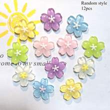 6pcs/12pcs Mixed Color Sakura Fridge Magnets, Kawaii Semi-Transparent Floral Fridge Magnets, Cute Flower Fridge Accessories For Home Kitchen And Room Decor, Summer Decoration - Multicolor - View 10