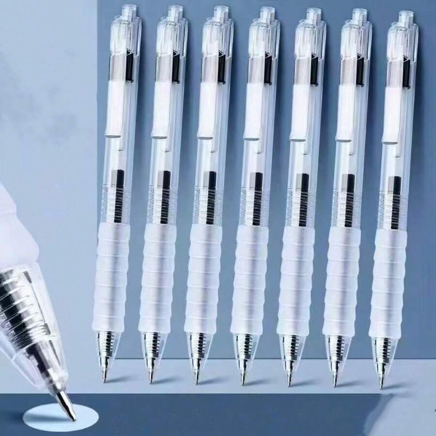 8pcs Ergonomic Retractable Gel Pens, ST Tip Quick-Dry Black Ink Pens With Soft Cloud Grip, Anti-Fatigue Pens For Student Exam Study Office Stationery