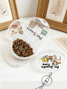 Cute Pet Printed Mini Pet Snack Storage Box Keychain, Mini Small Capacity Transparent Visible Pet Theme Printed Storage Box, Sealed Dog Treat Storage Box, Sealed Container, Pet Owner Small Gift, Practical Small Storage Box - Multicolor - View 4