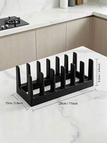  Multi-Purpose Pot Lid Organizer, Kitchen Cabinet Storage Rack For Cutting Boards, Plates, Pan Lids, Countertop Dish Holder - Multicolor-upgraded - View 5