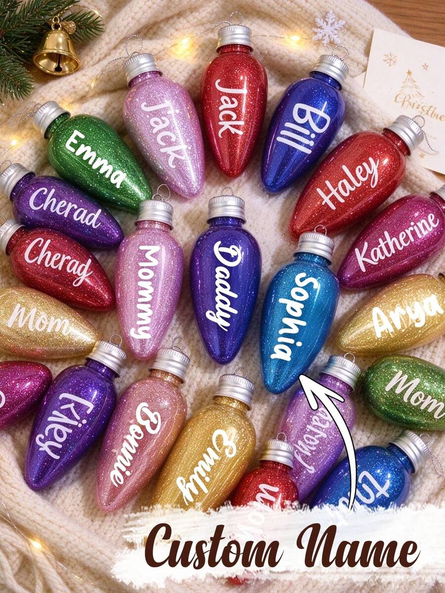 Personalized Light Bulb Christmas Ornament, Personalized Christmas Decoration, Name Ornament, Christmas Gift, Children's Ornament | Glitter Ornament | Personalized Ornament, Christmas Decoration, Personalized Christmas Gift, Christmas Decoration, Christmas Decoration, - Multicolor - View 1