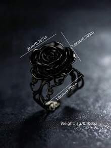 2pcs/Set Gothic Style Snake Ring And Red Rose Ring Set, Suitable For Women's Halloween Costume Or Daily Wear - Multicolor - View 3