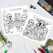1 Set 4 Books 22 Pages Thick Paper Halloween Coloring Books, Carnival ...