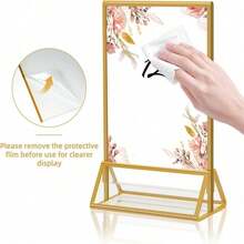 Clear Acrylic Sign Holder, Double-Sided Gold Display Frame T-Shape 4X6"/5X7"/6X8"/8.5X11.5"--2/3/4/6pcs, Suitable For Table Numbers, Menus, Flyers, Weddings And Offices, Photos And Art Display - Multiple Styles - View 7
