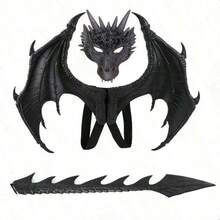3pcs Luxury Dragon Costume Set, Includes Mask, Wings, Tail, Red Dragon Mask, New Upgraded Mask, RP Dragon Costume Mask Set, Thanksgiving Easter Gift | Dragon Warrior Mask - Multiple Styles - View 3
