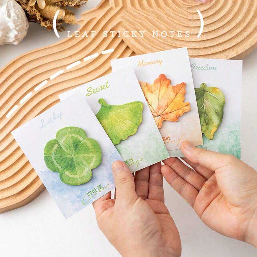 2PCS Creative Shaped Leaf Sticky Notes - Random Style - Fresh Student Office Memo Reminder Note Paper