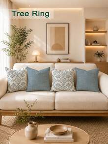 4pcs,Bohemian Style Pillow Covers,Home Decor,Gift,Polyester Material,Hidden Zipper,No Filling,Suitable For Home Decor,Living Room Decor,Pillow Covers,Cushion Covers,Sofa Decorative Cushions,Mat Covers,Soft Cushions. - Baby Blue - View 5