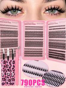 CMAYOME 790PC High-Capacity, Tri-Fold Portable Eyelash Kit, C-Curl, Spiked False Eyelashes, Available In Lengths From 6–18 Mm. The Set Includes Glue, Tweezers And An Eyelash Brush. Soft And Voluminous, Reusable And Beginner-Friendly.Cat Eye Lashes - Pink - View 14