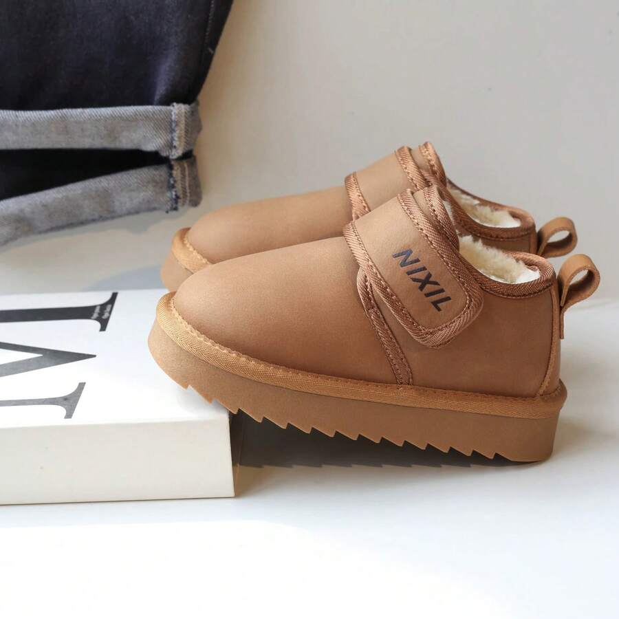2026 New Kids' Low-Top Boots, Winter Thickened Heat-Locking Ankle Boots, Fashionable Versatile Baby Snow Boots, Anti-Slip And Cold-Resistant - Camel - View 1