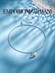 Emporio Armani Rhinestone Angel Wing Pearl Thin Silver Bracelet For Women, Luxury Crystal Feather Pendant With Adjustable Extension Chain, Gentle Commute Versatile Gift For Girlfriend Best Friend Birthday, Niche Exquisite Jewelry Accessory - Silver - View 2