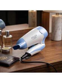 Adler Hair Dryer, Blow Dryer, Compact Hair Dryer - 1200W, 2 Speed/Heat Settings, Foldable Handle, Concentrator Nozzle, Hanging Loop - EU E Type Plug(220-240V) - View 2