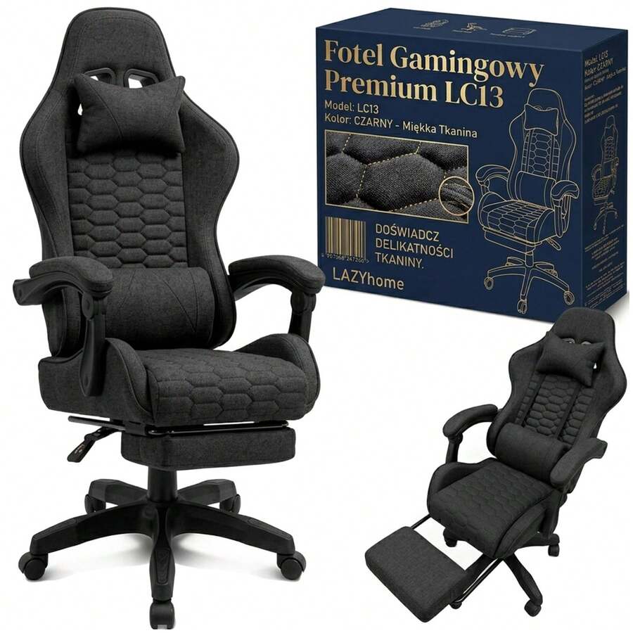 Swivel Gaming And Office Chair – Bucket-Style Seat With Footrest, Adjustable Backrest, Lumbar Pillow, And Headrest; Ergonomic Computer Chair For Gaming, Work, Study, And Relaxation (Supports Up To 140 Kg). - Black - View 1