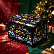 1pc Stress Relief Theme Fabric Storage Box With Flip Lid, Black Background With Colorful Finger Fidget Toy Print, Printed With "Feeling Fidgety" Funny English Text, Reinforced Handle Design, Large Capacity Foldable, Flip Lid Dust-Proof Storage For Various Items, Personalized Storage, Ideal Holiday Gift - A - View 9
