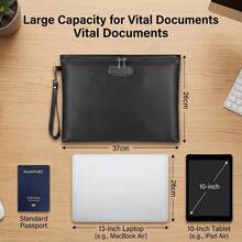 Flame Resistant Document Pouch, Men's Clutch & Wristlet-Square Pouch/Wallet That Can Hold ID Cards, Documents, Tablets, Cell Phones, And Other Valuables - Black - View 4